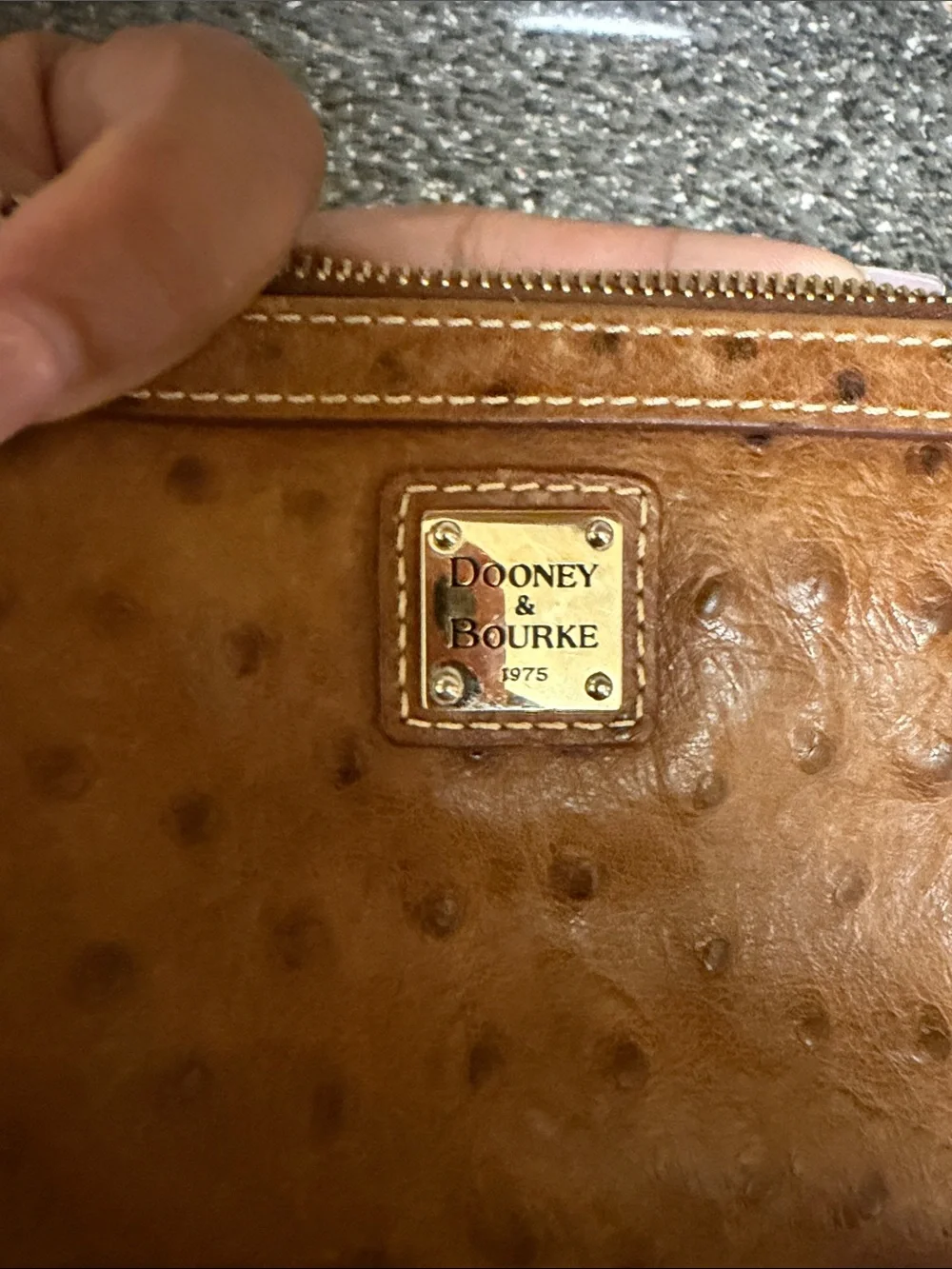 Dooney & Bourke Cognac Ostrich-Embossed Wristlet